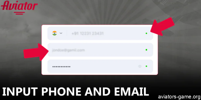 Input phone and email for Aviator registration
